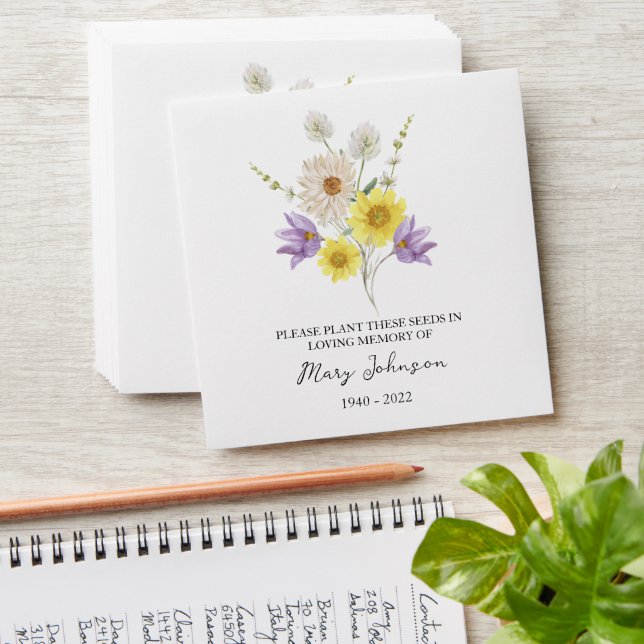 Wildflower Seed Packet Memorial Funeral Envelope (Stacked)