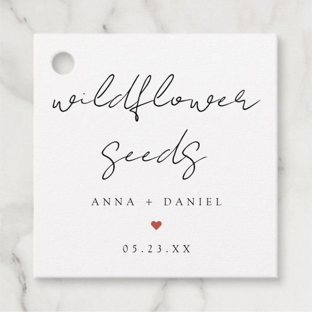 Wildflower Seed Packet Wedding Favour Tags (Front)