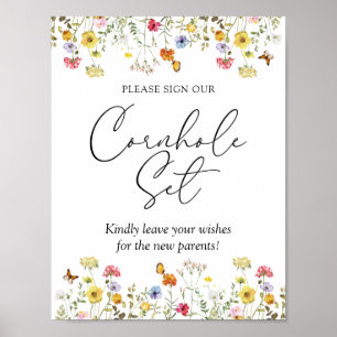 Wildflower Sign Our Cornhole Set Baby Shower Sign