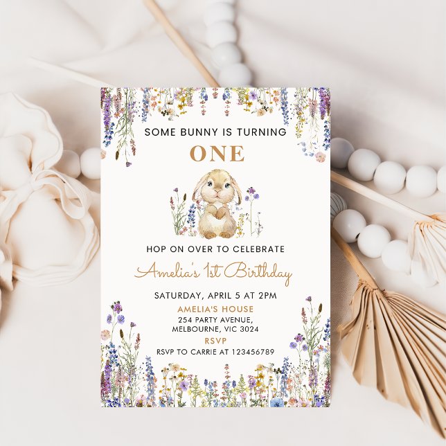 Wildflower Some Bunny Girl Birthday Invitation (Creator Uploaded)