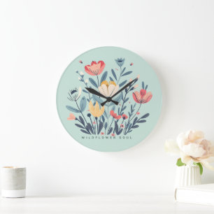 Wildflower Soul Boho Floral Botanical Wall Clock