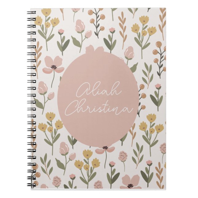 Wildflower Spiral Notebook Personalized Baby (Front)