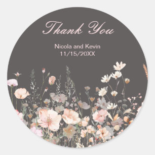 Wildflower Spring Blush Pink Floral Wedding Classic Round Sticker