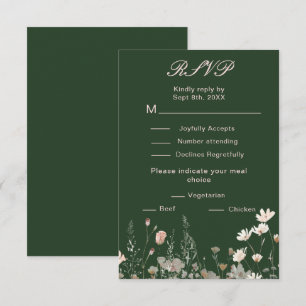 Wildflower Spring Blush Pink Floral Wedding RSVP Card