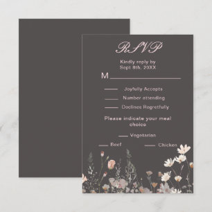 Wildflower Spring Blush Pink Floral Wedding RSVP Card