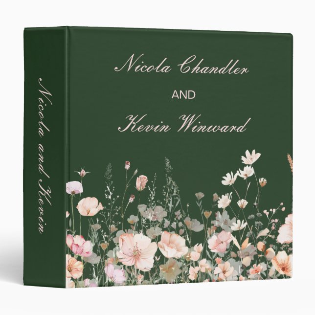 Wildflower Spring Blush Pink Wedding Photo Album Binder (Front/Spine)