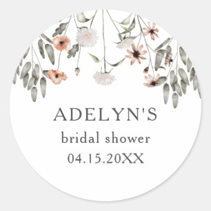 Wildflower Spring Bridal Shower Classic Round Sticker