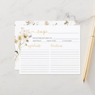 Wildflower Spring Bridal Shower recipe card