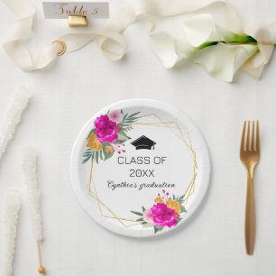 Wildflower Spring  class graduation Paper Plate
