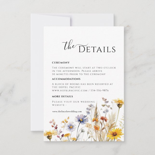 Wildflower Spring Details Enclosure card (Front)