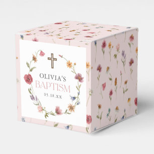 Wildflower Spring Floral Girl Baptism Party Favor Box