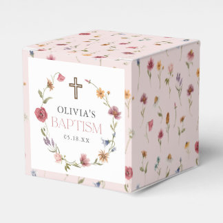 Wildflower Spring Floral Girl Baptism Party Favor Box