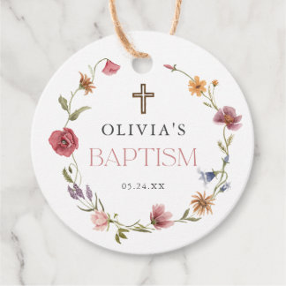 Wildflower Spring Floral Girl Baptism Party Favour Tags
