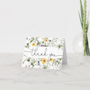 Wildflower spring floral lavender purple greenery thank you card