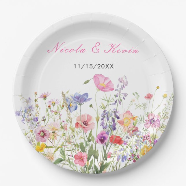 Wildflower Spring Floral Paper Plate (Front)