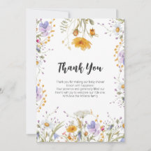 Wildflower spring floral Thank you Baby Shower
