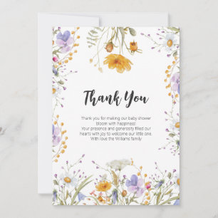 Wildflower spring floral Thank you Baby Shower Card