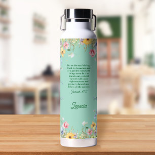 Wildflower Spring Garden Bible Verse Personalized Water Bottle