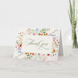 Wildflower Spring Meadow Garden Bridal Shower      Thank You Card