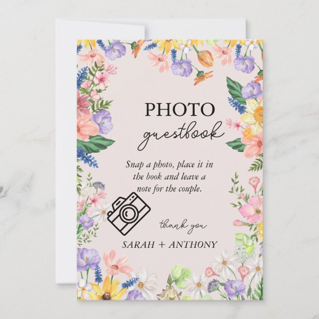 Wildflower Spring Photo Guestbook Sign Card (Front)