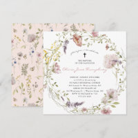Wildflower Spring Summer Floral Baptism Invitation