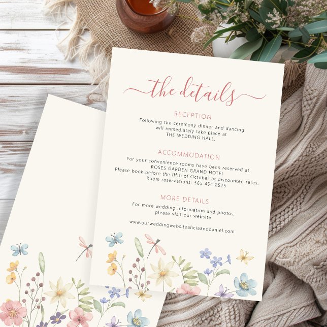 Wildflower spring summer garden wedding details enclosure card (Creator Uploaded)