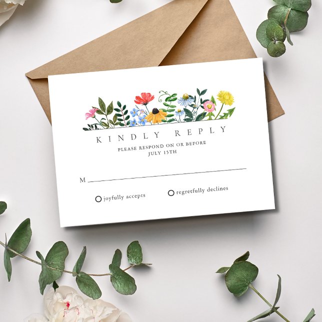 Wildflower Spring Summer Outdoor Wedding RSVP Card (Wildflower Spring Summer Outdoor Wedding RSVP)