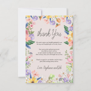Wildflower Spring Watercolor Baby shower Thank you