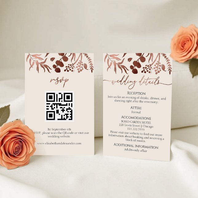 Wildflower Spring Wedding Details | RSVP | QR Code Enclosure Card (Creator Uploaded)