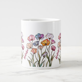Wildflower Stained Glass Large Coffee Mug