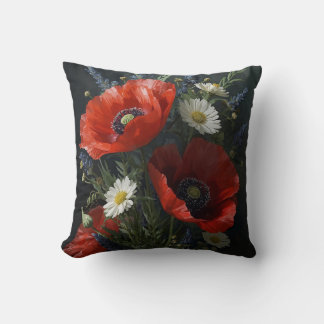 Wildflower Still Life – Cottagecore Realism Floral Throw Pillow