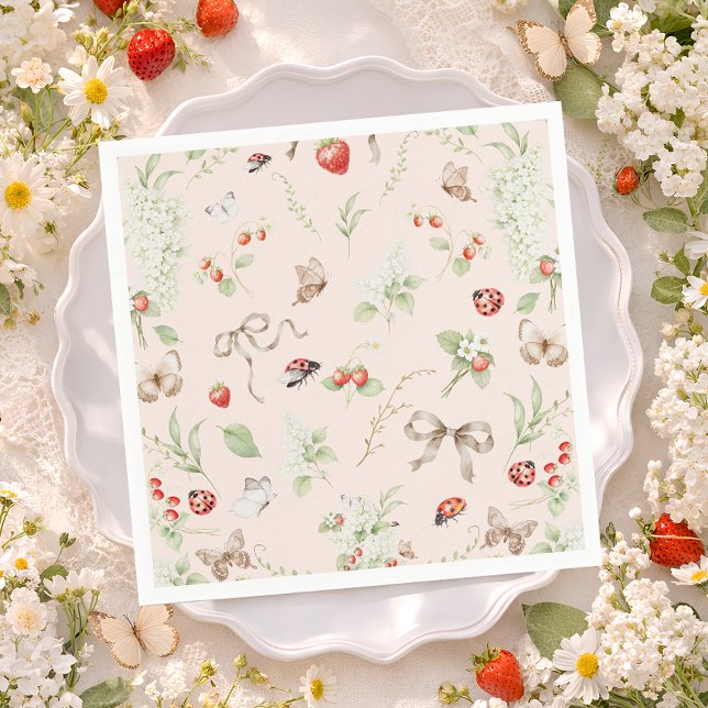 Wildflower Strawberry Butterfly Napkin (Creator Uploaded)