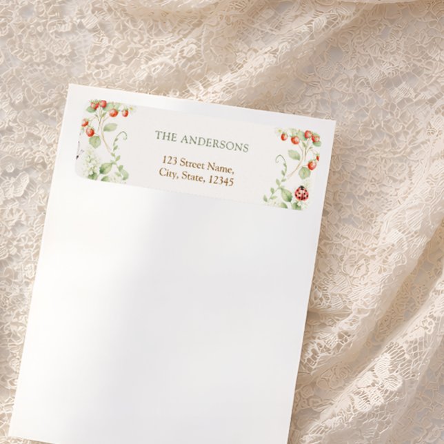 Wildflower Strawberry Return Address Label (Créateur téléchargé)