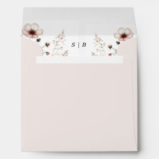 Wildflower summer minimalist drinks wedding menue envelope