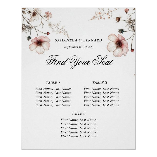 Wildflower summer minimalist seating chart (Front)