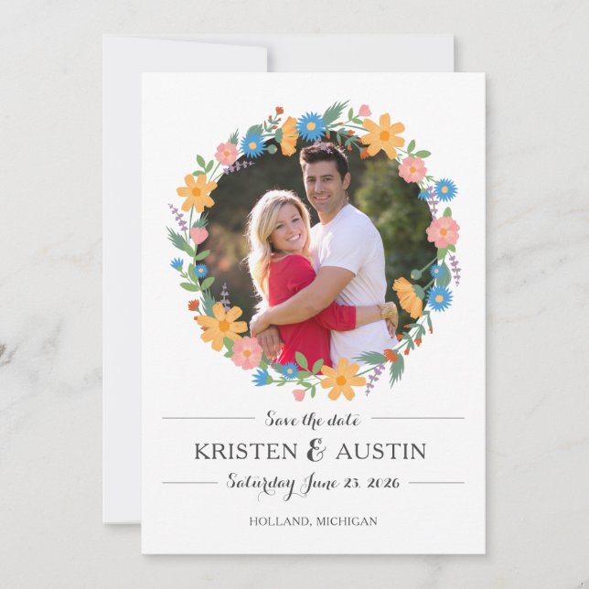 Wildflower Summer Wedding Save the Date (Front)