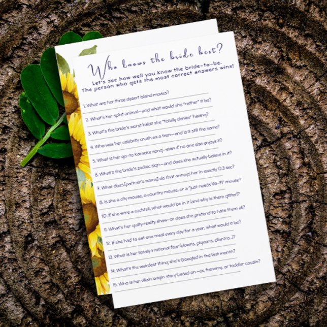 Wildflower sunflower bridal shower party game  (Creator Uploaded)