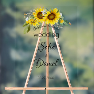 Wildflower sunflower elegant wedding Acrylic Sign