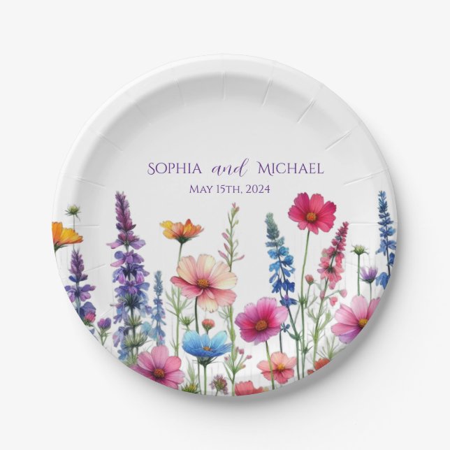 Wildflower Symphony-Wedding- Paper Plate (Front)