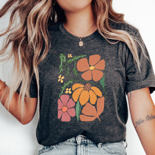 Wildflower T-Shirt, Garden Tee, Retro Women Shirts