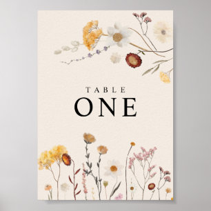 Wildflower Table Numbers Poster