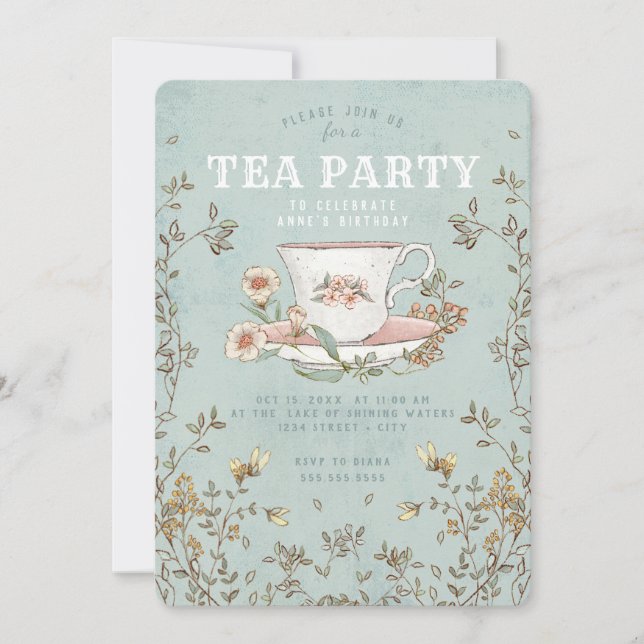 Wildflower Tea Party Birthday Invitation (Front)
