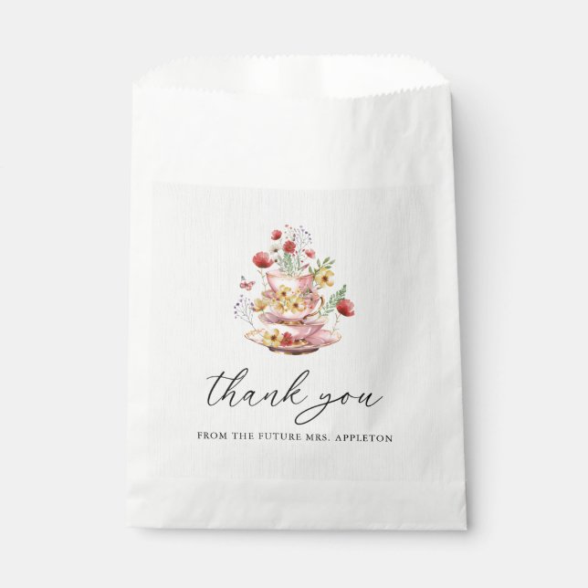 Wildflower Tea Party Bridal Shower Thank You Favour Bag (Front)