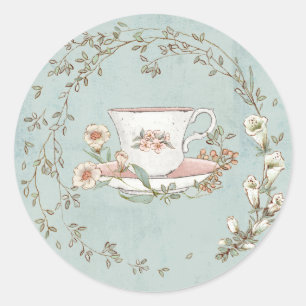 Wildflower Tea Party Classic Round Sticker