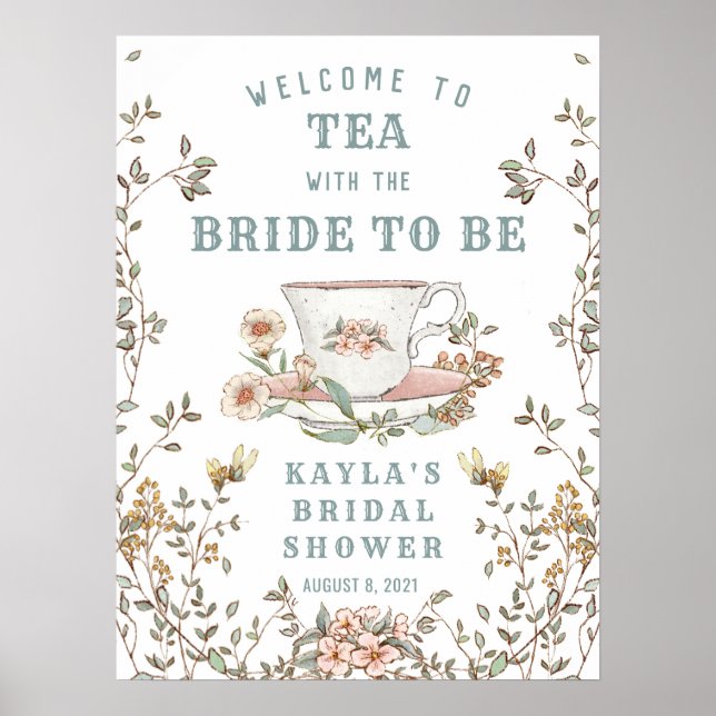 Wildflower Tea Party Shower Welcome Poster (Front)