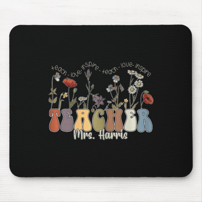 Wildflower Teacher Name Mrs Harris  Mouse Pad (Front)