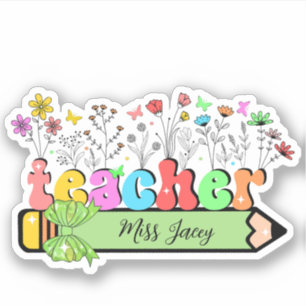 Wildflower Teacher Name Personalized, teacher gift