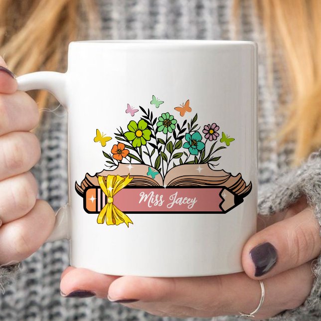 Wildflower Teacher Name, Personalized Teacher,gift Coffee Mug (Wildflower Teacher Name, Custom Teacher, Personalized Teacher, Gift for Teacher, Cute Teacher mug)
