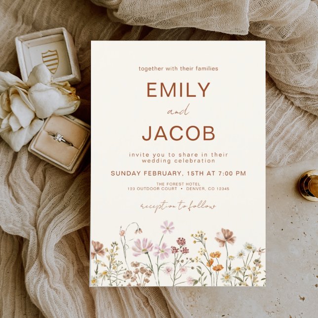 Wildflower Terracotta Botanical Wedding Invitation (Creator Uploaded)