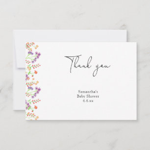 Wildflower thank you baby shower card